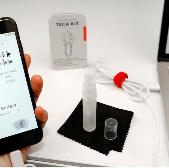 Kikkerland Emergency Tech Kit Regulär USB zu Blitzschlag / Micro-USB Kabel Weiß 1m (CD135)