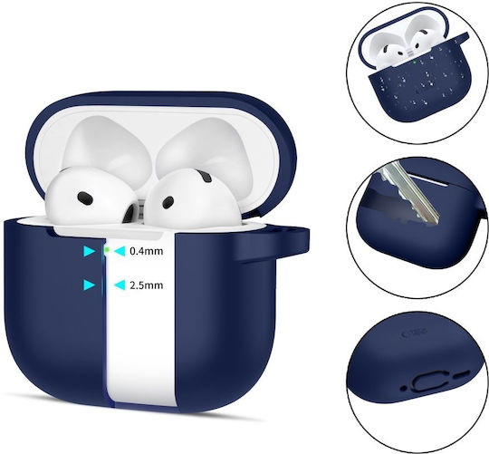 Tech-Protect Silicone Hook Case Silicone with Hook in Navy Blue color for Apple AirPods 4