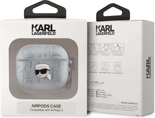 Karl Lagerfeld Karl Head Калъф в Сребрист цвят за Apple AirPods 3