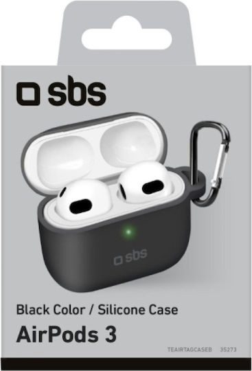 SBS Θήκη Σιλικόνης με Γάντζο σε Μαύρο χρώμα για Apple AirPods 3