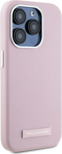 Karl Lagerfeld Fw Metal Plate Magsafe Umschlag Rückseite Kunststoff / Silikon / Leder Rosa (iPhone 15 Pro Max)