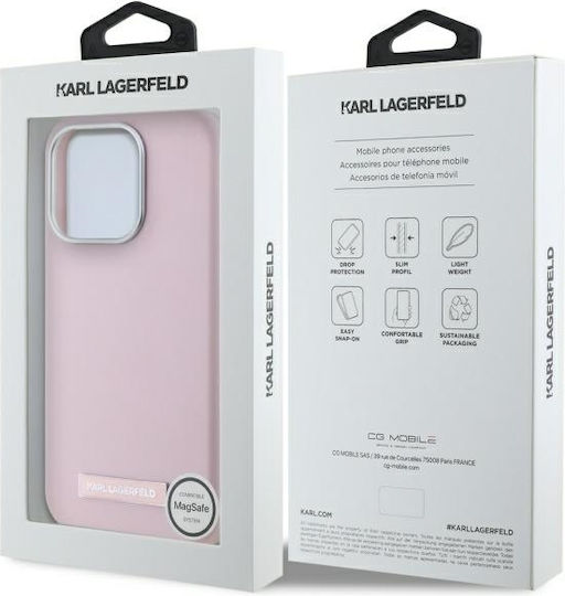 Karl Lagerfeld Fw Metal Plate Magsafe Umschlag Rückseite Kunststoff / Silikon / Leder Rosa (iPhone 15 Pro Max)