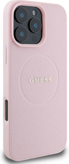 Guess Grained Ring Magsafe Back Cover Πλαστικό / Σιλικόνης / Δερμάτινο Ροζ (iPhone 16 Pro)