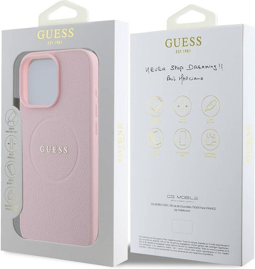 Guess Grained Ring Magsafe Back Cover Πλαστικό / Σιλικόνης / Δερμάτινο Ροζ (iPhone 16 Pro)