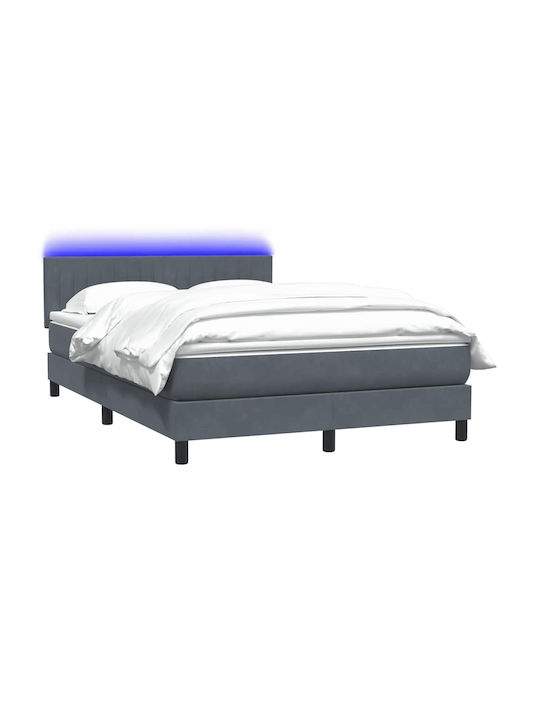 Doppelbett Bezogen mit Stoff Dunkelgrau mit Lattenrost & Matratze 160x210cm