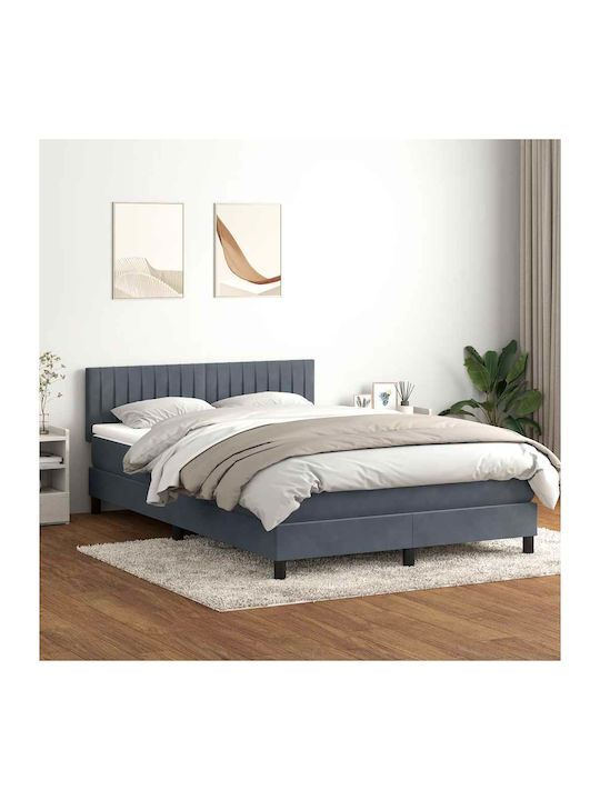 Doppelbett Bezogen mit Stoff Dunkelgrau mit Lattenrost & Matratze 160x210cm