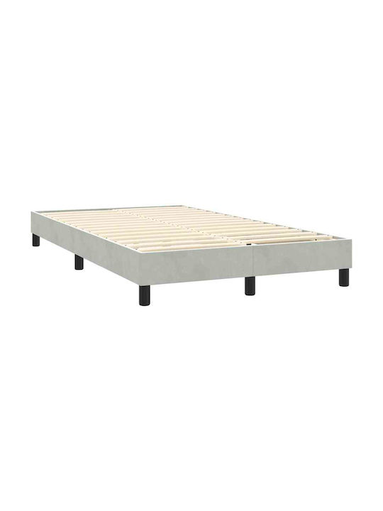 Double Bed Upholstered with Fabric Light Gray with Slats and Mattress 160x210cm