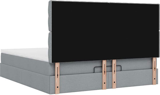 Double Upholstered Fabric Bed Light Gray with Slats and Mattress 160x200cm 3313251