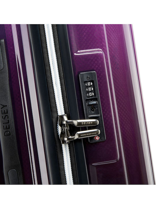 Delsey Rempart Large Hard Travel Suitcase Translucent Purple with 4 Wheels Height 73cm