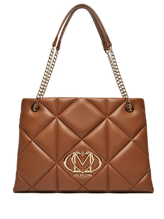 Moschino Damen Tasche Shopper Schulter Tabac Braun