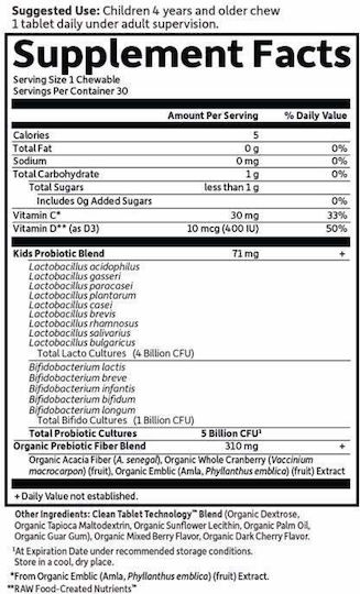 Garden Of Life Dr. Formulated Probiotics Organic Kids+ Пробиотици за Деца 30 жулими таблетки Berry Cherry