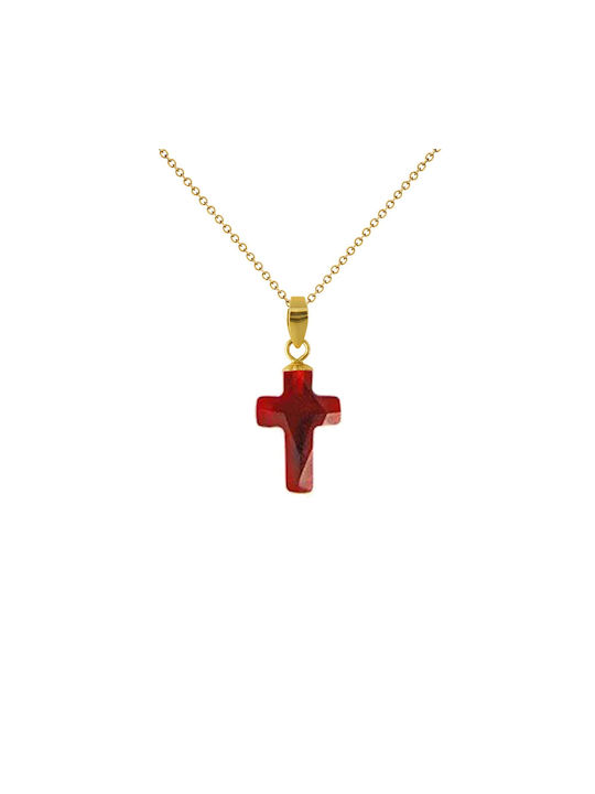 Pendant K14 Gold Cross Garnet G930410g