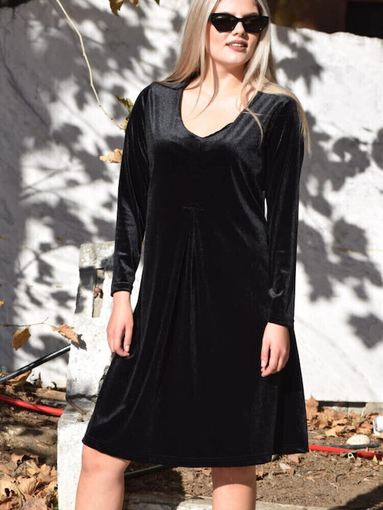 Rochie de Seara Catifelată Negru
