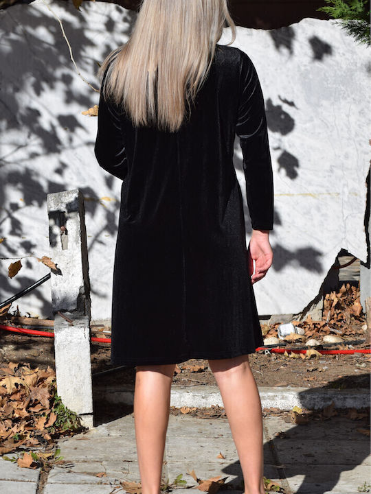 Rochie de Seara Catifelată Negru