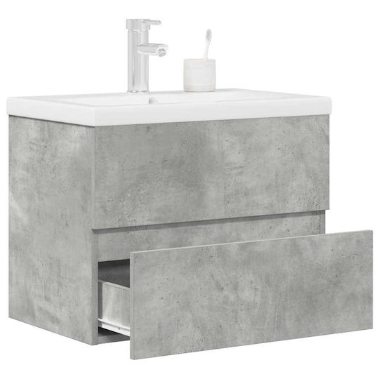 vidaXL Countertop with Sink L60xW45xH38.5cm Grey Concrete