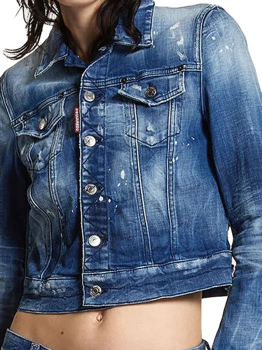 Women's Short Jean Jacket for Spring or Autumn Blue