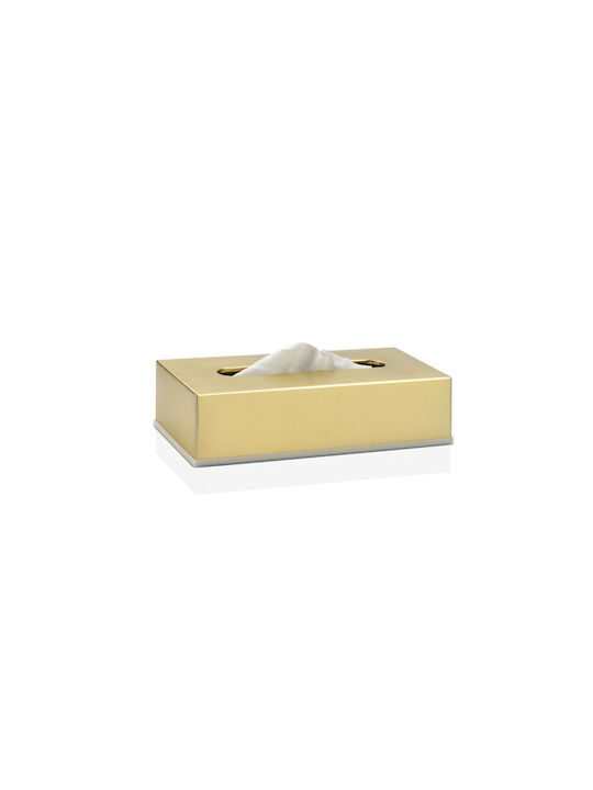 Andrea House Θήκη για Χαρτομάντηλα Μεταλλική Μπεζ 26x12x7cm
