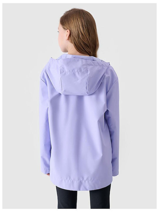 Waterproof Kids' Casual Jacket Long with Hood Purple