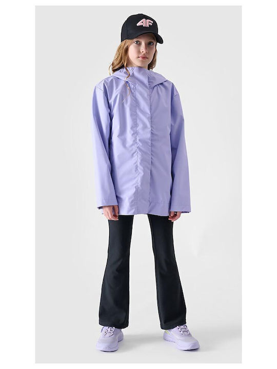 Waterproof Kids' Casual Jacket Long with Hood Purple