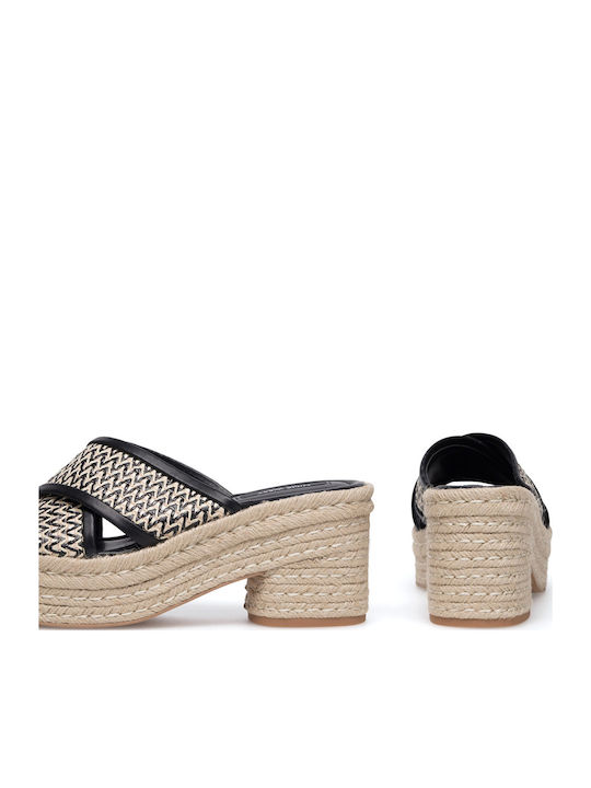 Women's Mules with Chunky Low Heel in Black Color