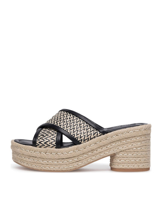 Women's Mules with Chunky Low Heel in Black Color