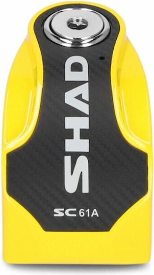 Shad Motorcycle Disc Brake Lock with Alarm & 6mm Pin in Yellow