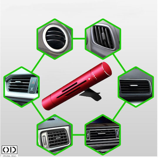 Car Air Freshener Vent Clip Featuring 5 Reusable Natural Oil Scent Refills Aluminum Red Original Deals