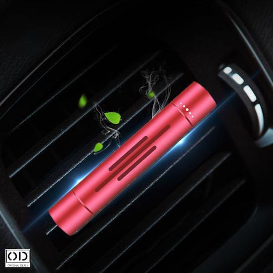 Car Air Freshener Vent Clip Featuring 5 Reusable Natural Oil Scent Refills Aluminum Red Original Deals