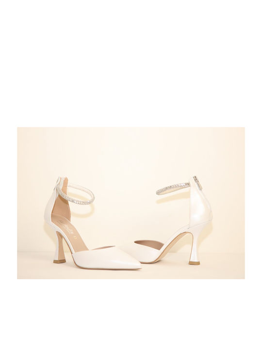 Fardoulis Leather Pointed Toe Stiletto White High Heels