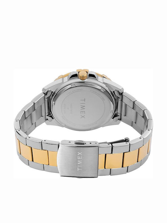 Timex Classic Ανδρικό Ρολόι 15mm Χρονογράφος Μπαταρίας με Χρυσό Μεταλλικό Μπρασελέ