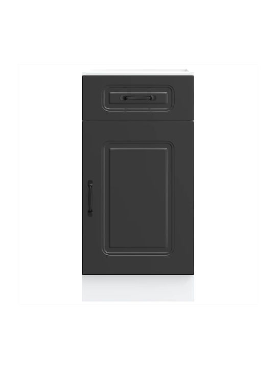 Kalmar Black Processed Wood Kitchen Base Cabinet Black 40 X 46 X 81.5 Cm