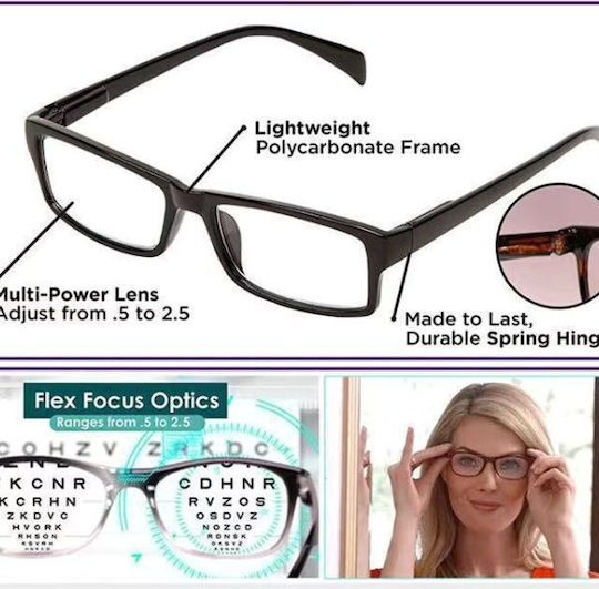 Ochelari de citit +2.75 în culoarea Negru