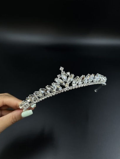 Tiara de nuntă Valerie cu zirconiu formă ovală rotundă Ba014 Accesoriu păr Hrd-ba014