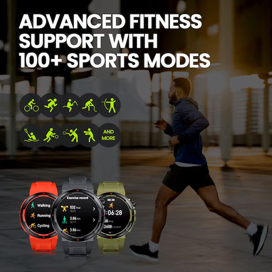 Zeblaze Ares 3 Plus 46mm Smartwatch με Παλμογράφο (Μαύρο)