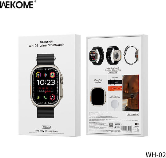 WK WH-02 Titanium 49mm Smartwatch με Παλμογράφο (Χρυσό)