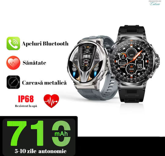 Colmi V69 Aluminium 53mm Smartwatch mit Herzfrequenzsensoren (Silber - Große)