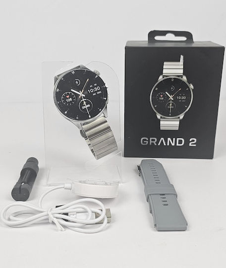 Forever Grand 2 SW-710 Smartwatch mit Pulsmesser (Silber)
