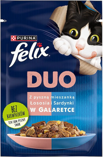 Purina Felix Duo Wet Food for Cats in Pouches with Salmon and Sea Bream 85gr