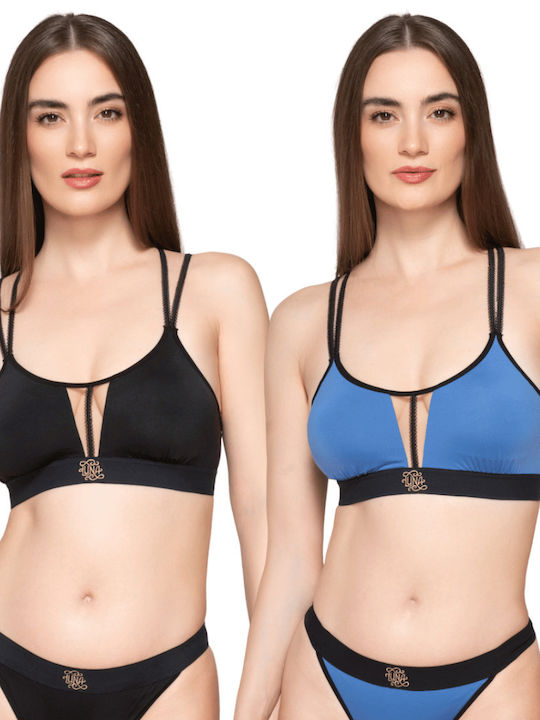 Luna Women's Bra without Padding Blue-black