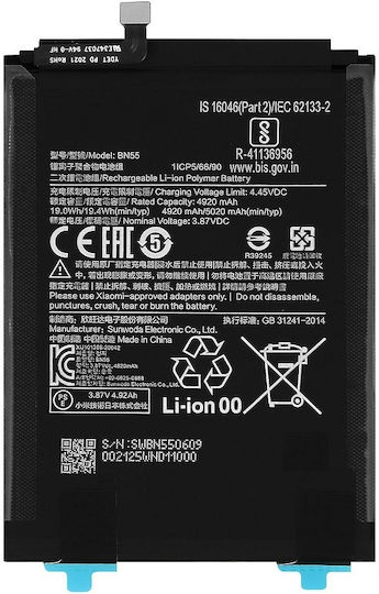 Xiaomi BN55 Bulk Replacement Battery 5020mAh for Redmi Note 9S