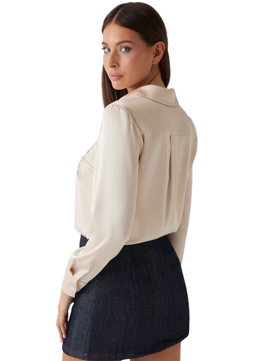 Guess Women's Long Sleeve Shirt Beige