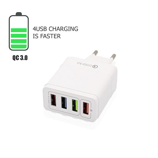 Charger Without Cable with 4 USB-A Ports Blacks (KeKe-QC-04)