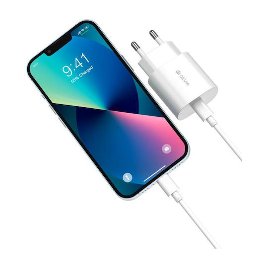 Devia Φορτιστής Χωρίς Καλώδιο με Θύρα USB-C 20W Power Delivery Λευκός (RLC-380)