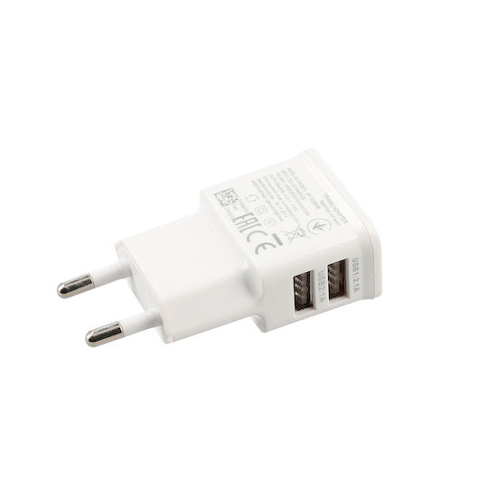 Lamtech Φορτιστής Χωρίς Καλώδιο με 2 Θύρες USB-A Λευκός (LAM020694)