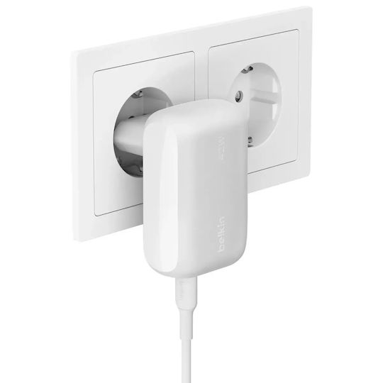 Belkin Φορτιστής Χωρίς Καλώδιο με Θύρα USB-A και Θύρα USB-C 42W Λευκός (BOOST Charge)