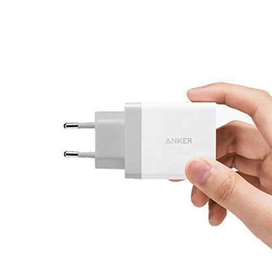 Anker Charger Without Cable with 2 USB-A Ports 24W Whites (PowerPort)