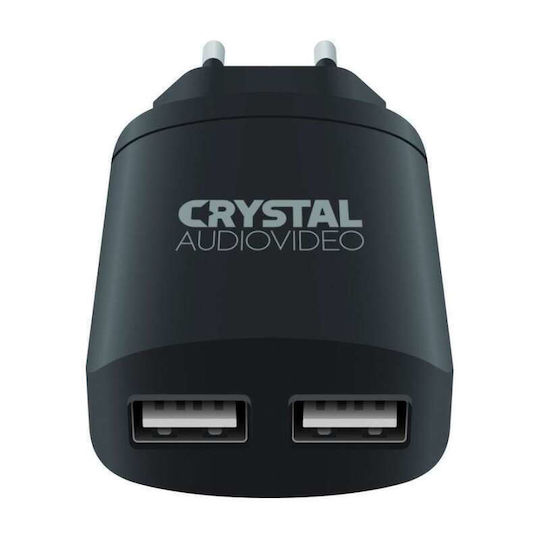 Crystal Audio Φορτιστής Χωρίς Καλώδιο με 2 Θύρες USB-A Μαύρος (P2-3.4)
