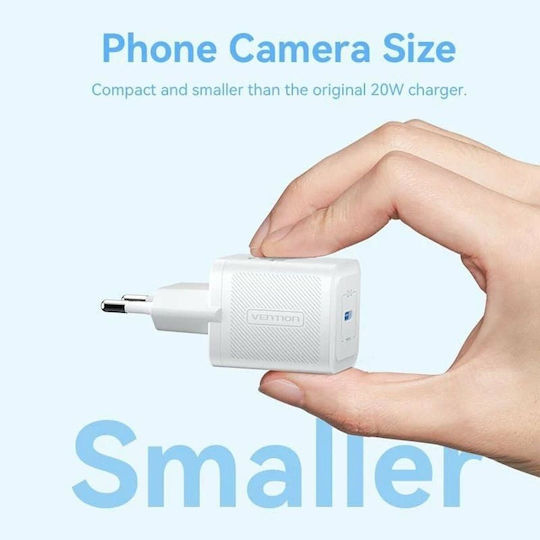 Vention Vention GaN Wireless Charger with USB-C 20W Power Delivery and Quick Charge 3.0 White