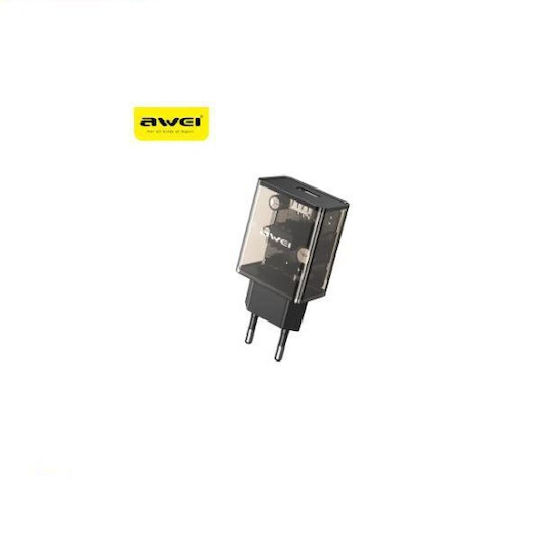 Awei Φορτιστής Χωρίς Καλώδιο με Θύρα USB-A Μαύρος (C9)