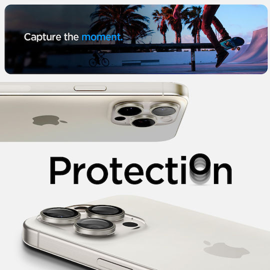 Spigen Optik Pro EZ Fit Camera Protection Tempered Glass White for the iPhone 15 Pro Max, 15 Pro, 14 Pro Max, 14 Pro